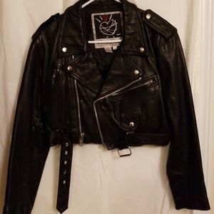 Genuine leather riding jacket.
